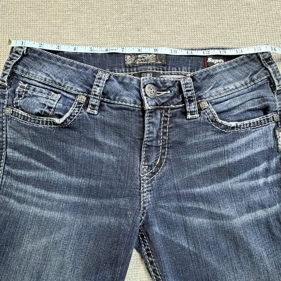 Silver Womens Size W31/L33 Blue Suki Mid Rise Slim Boot Jeans Super Stretch - Picture 10 of 14